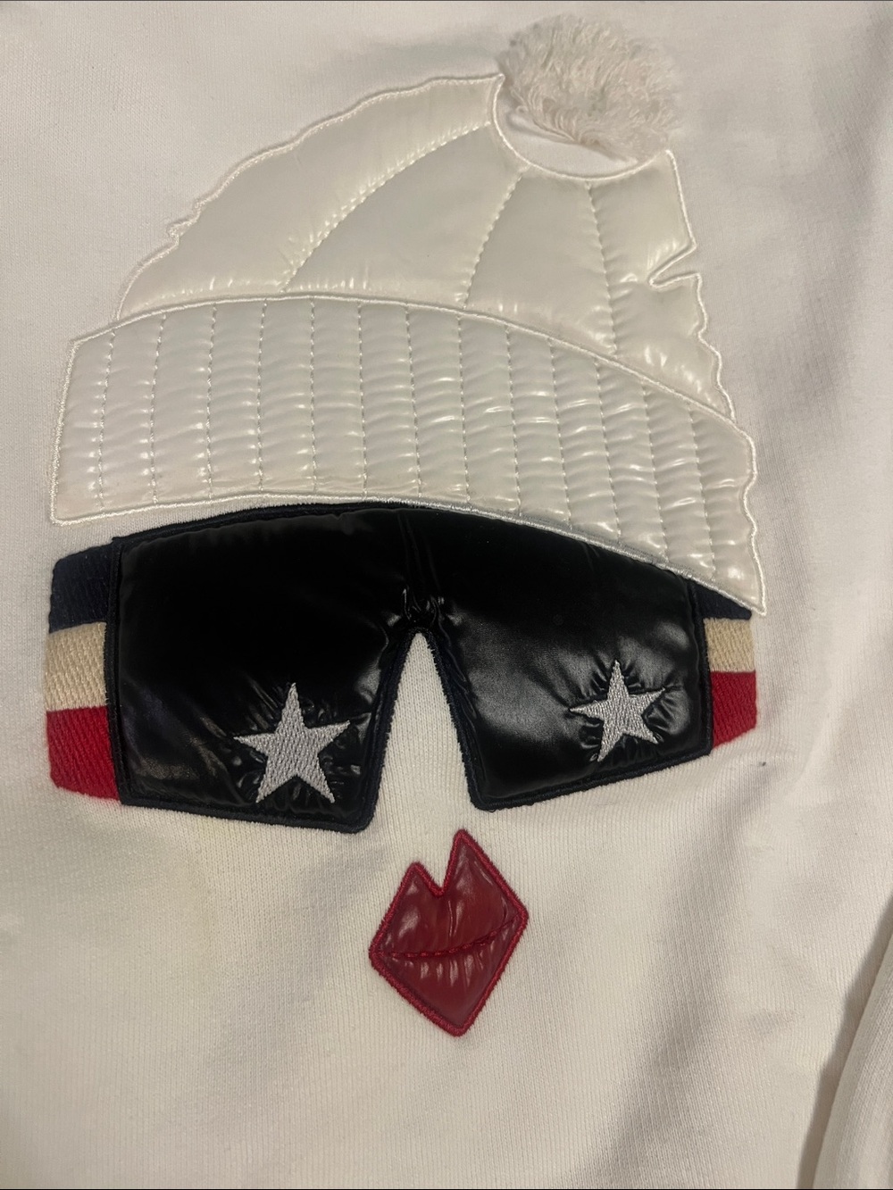 Moncler White Embroidered Crewneck with Tricolor and Black Accents - Picture 2 of 5